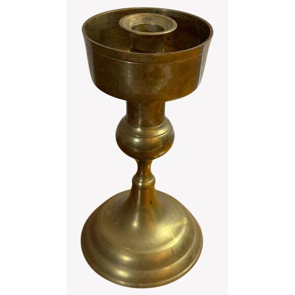 RIH Solid Brass Candle Holder Candlestick Made In India 7 1/2" x 4" - Picture 2 of 5